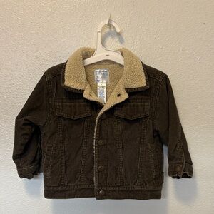 Vintage Old Navy Olive Green Jacket with Cream Sherpa Collar